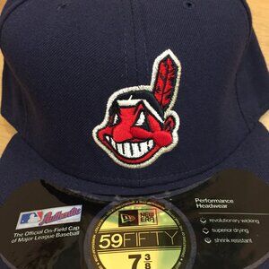 New Era Cleveland Indians Vintage 59Fifty Fitted Cap On Field Hat 7-3/8